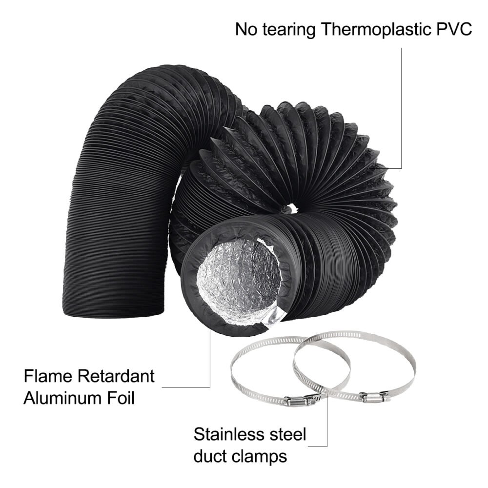 4/6inch flexible aluminum duct, heavy-duty 4-layer protection, 25 feet long, suitable for heating, cooling, ventilation and exhaust scenarios