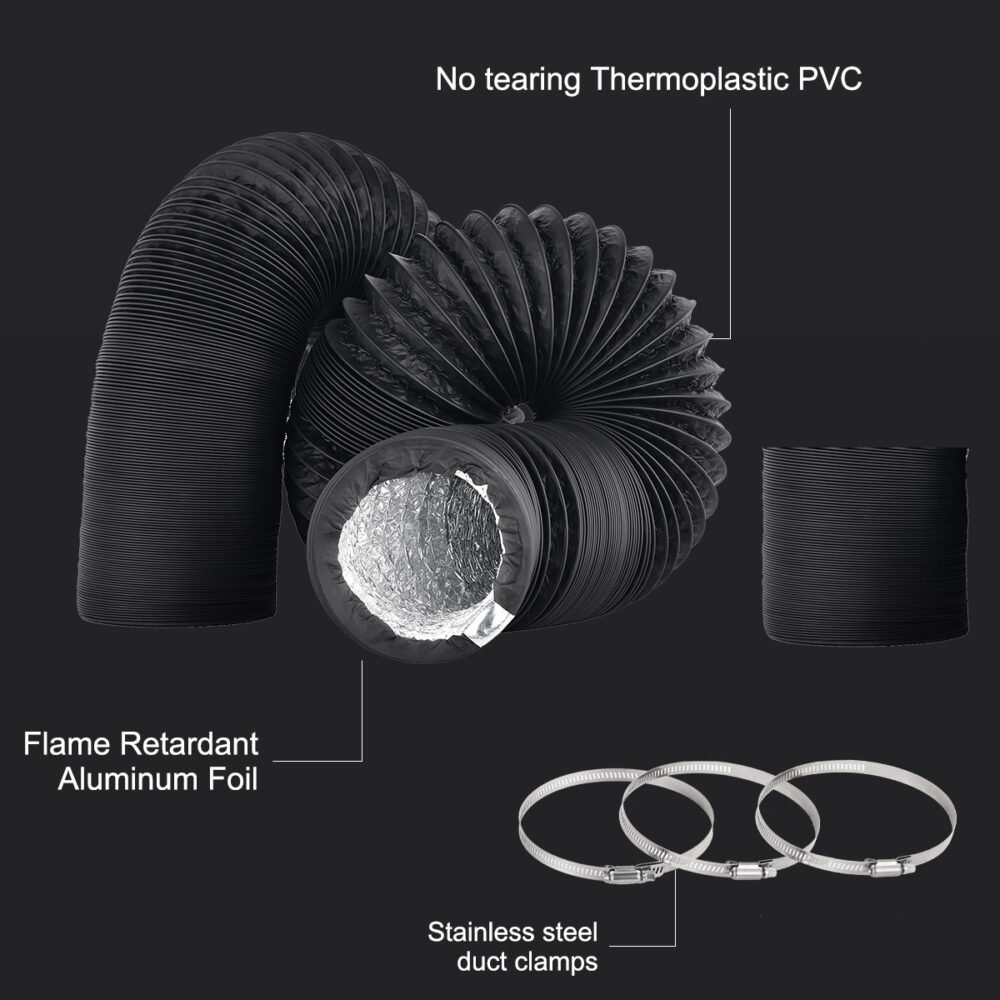 4/6inch flexible aluminum duct, heavy-duty 4-layer protection, 25 feet long, suitable for heating, cooling, ventilation and exhaust scenarios