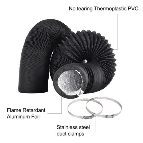 4/6inch flexible aluminum duct, heavy-duty 4-layer protection, 25 feet long, suitable for heating, cooling, ventilation and exhaust scenarios