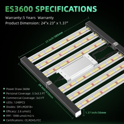 GH Full Spectrum LED Grow Light Bar450W, High PPFD & Low Heat, 4 x 4 Ft. Coverage