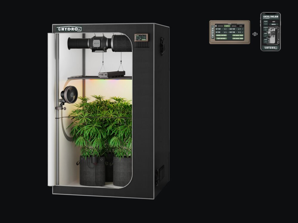 4X2 - 黑色 48"x24"x60" 1680D Mylar Grow Tent Kit with Smart Controller & Full Grow Equipment Set