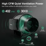 6 Inch Inline Duct Fan Ventilation Kit, 402 CFM Quiet EC Fan with LCD Speed Controller, Carbon Filter & Flexible Ducting for Grow Tent Hydroponics - Image 3